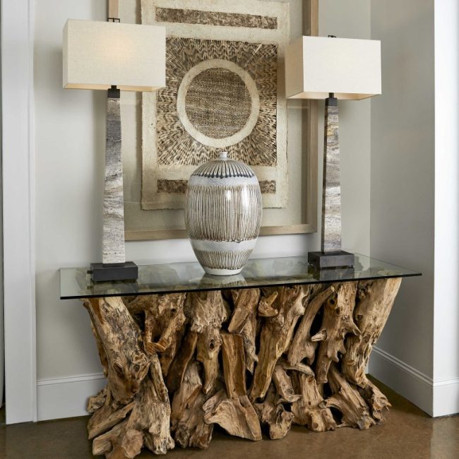 TEAK ROOT CONSOLE TABLE - Image 8