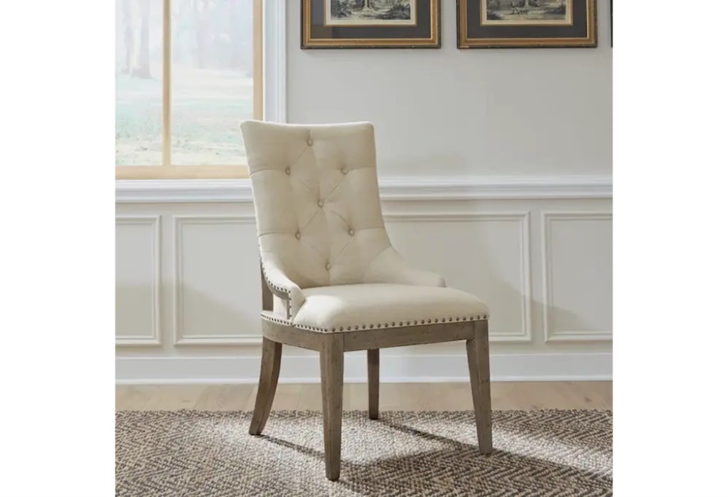 KAINE BROWN TRESTLE TABLE DINING SET - Image 4