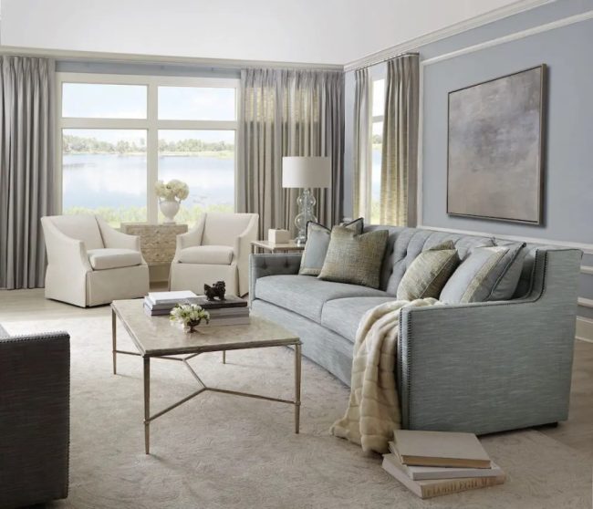CANDACE BLUE CURVED SOFA - Image 4